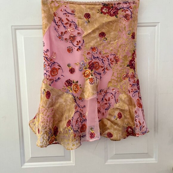 Betsy & Babs Y2K Floral Lined Oriental Style Mini Festival Peplum  Skirt Sz Sm - Picture 6 of 9